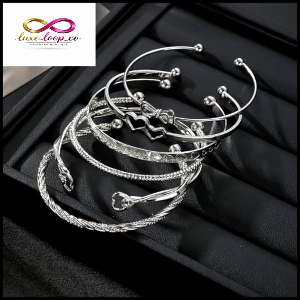 14k Gold Plated Stackable Bangle Bracelet Set, Ad… - image 7